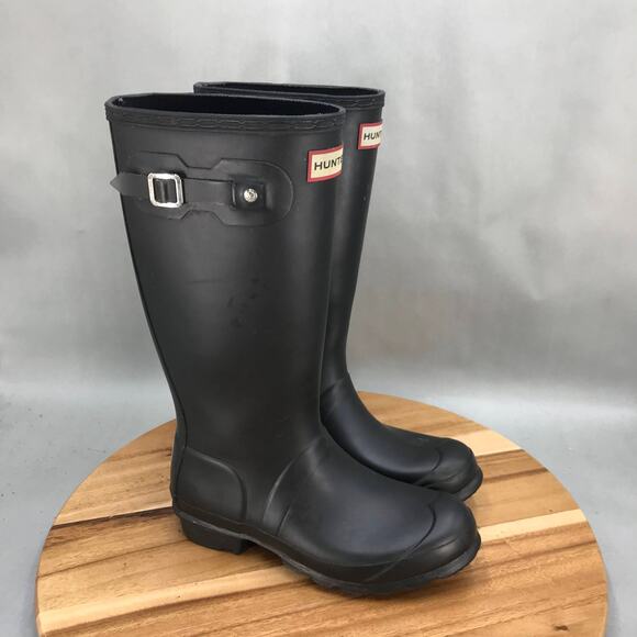 Hunter Shoes - Hunter Original Tall Boots Womens 6 Black Rubber Rain Pull On Knee High